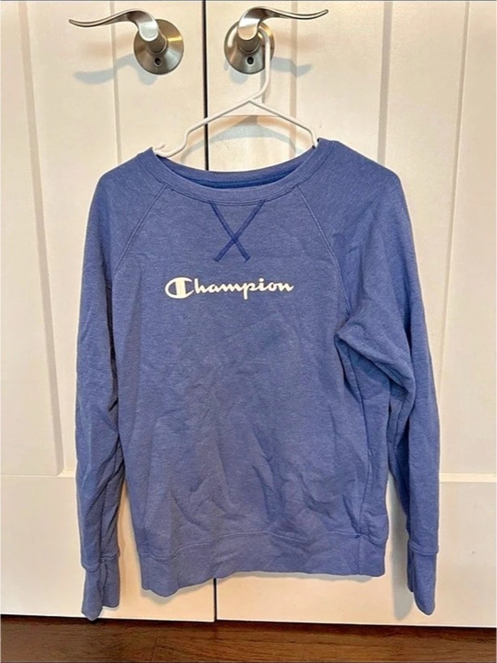 Champion Authentic Script Logo Crewneck Sweatshirt Blue Medium